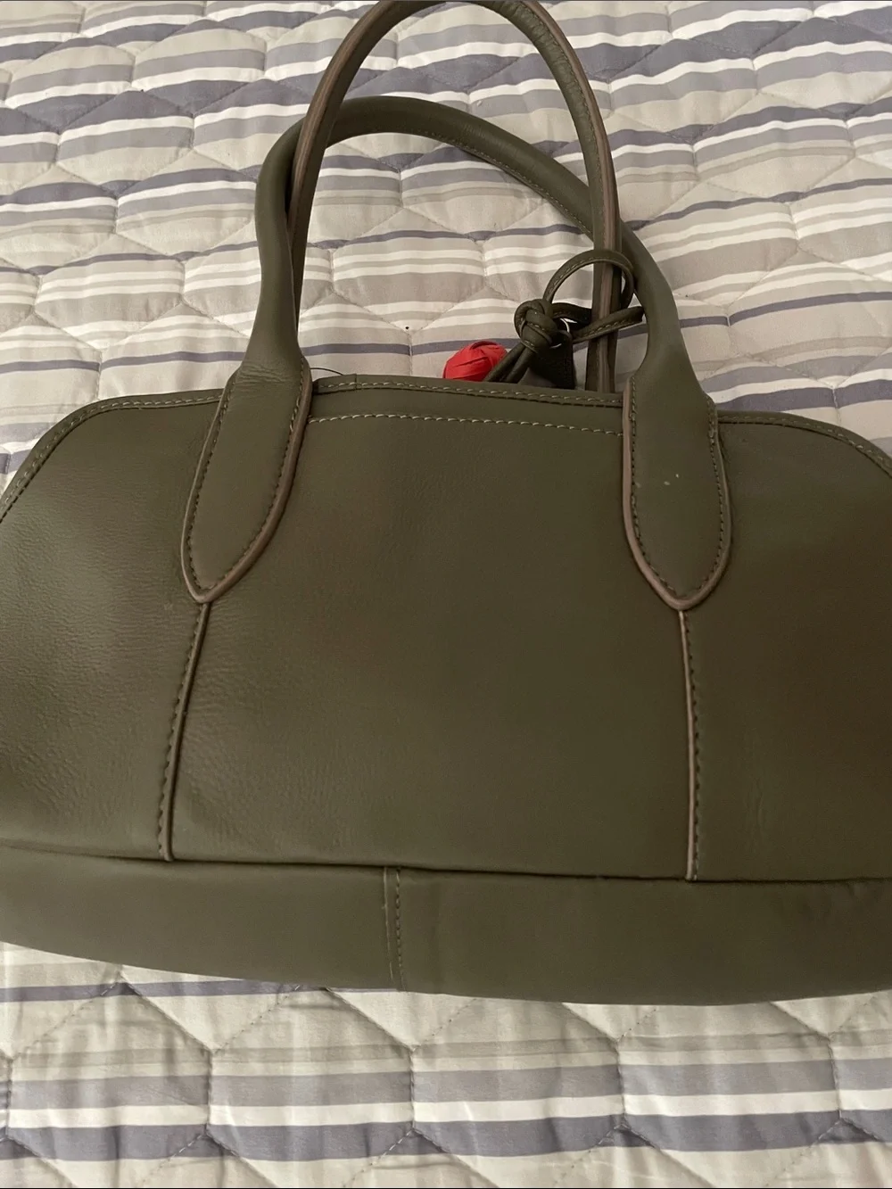 T.J.Maxx Olive Green Double-Handle Satchel with Gold Hardware